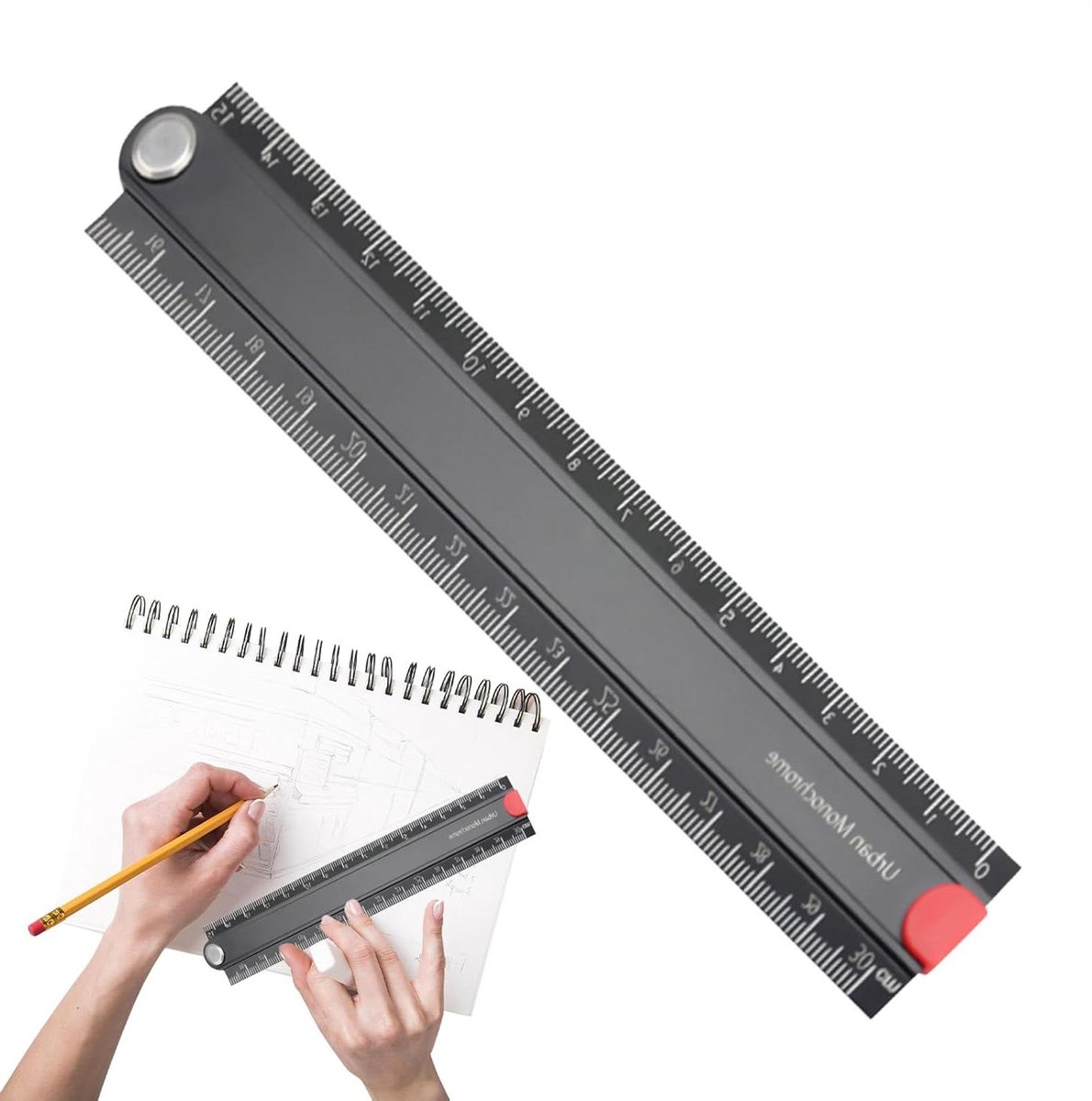 Vouwliniaal - Meetlat Opvouwbaar - Precisie Meten - Dubbele Hoek Functie - 30 cm - Zwart