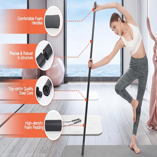 Yoga Stick - Stretch Bar - Mobiliteit Verbeteren - Verstelbare Lengte - 42 cm - Niet gespecificeerd — afbeelding 4