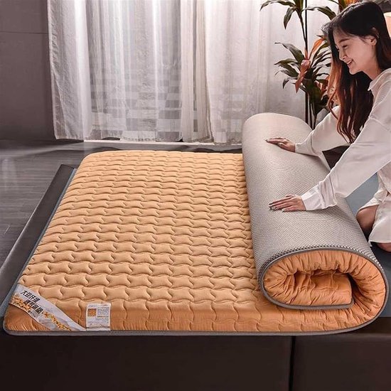Vloer Futon Matras - Opvouwbaar Matras Bed - Comfortabel Slapen - Fijn Gewatteerd Patroon - 120x200cm - Oranje — afbeelding 5