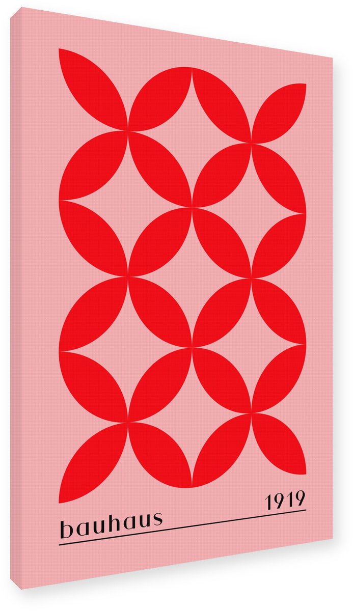Bauhaus Bloemenraster Schilderij 80x120 cm - Canvas Wanddecoratie - Abstracte Kunstdruk op