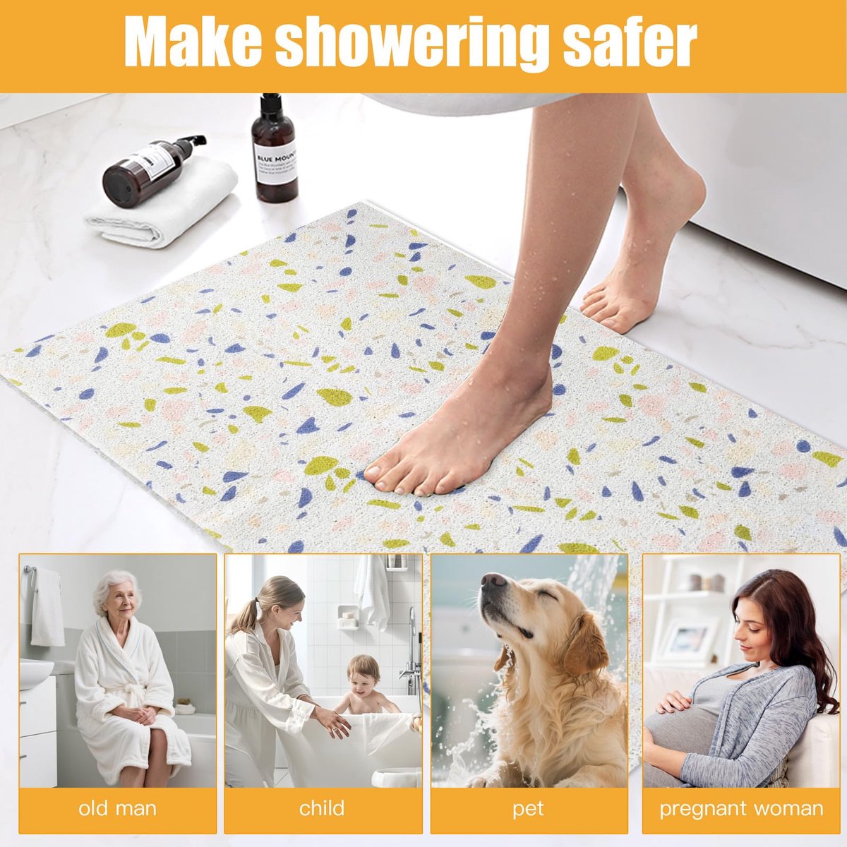 SnelShoppen - Douchemat Antislip 80x120cm - Antislipmat Douche - Waterdichte Badmat - Veilig en Comfortabel - Ideaal voor Badkamer en Douche