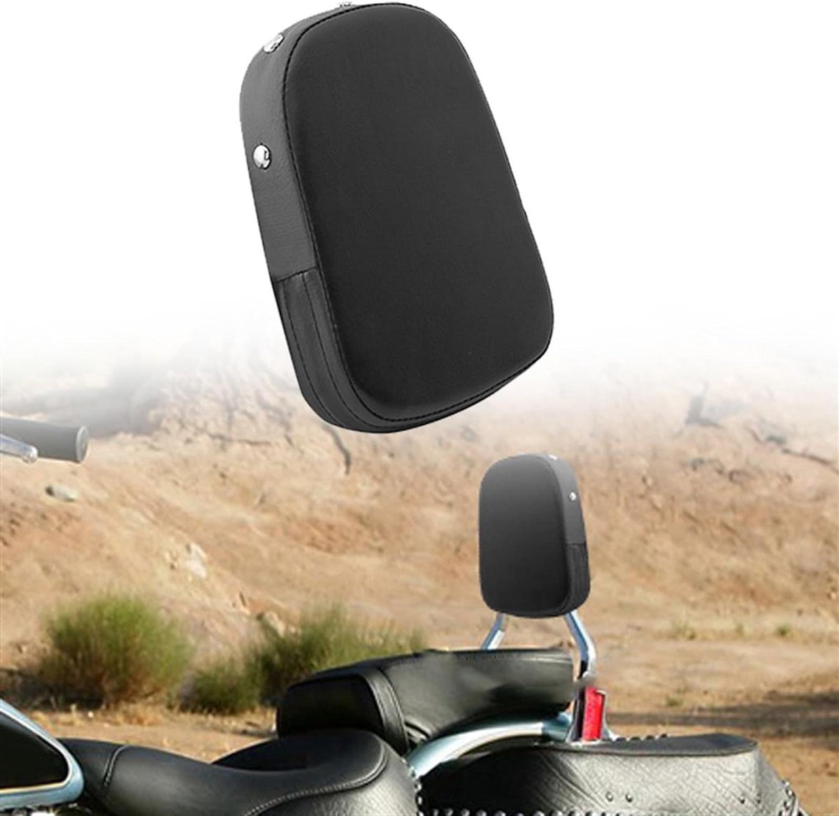 Motorfiets Rugleuning Kussen - Passagier Rugsteun - Comfortabel Rijden - Waterdicht Weerbestendig - Universeel - Zwart