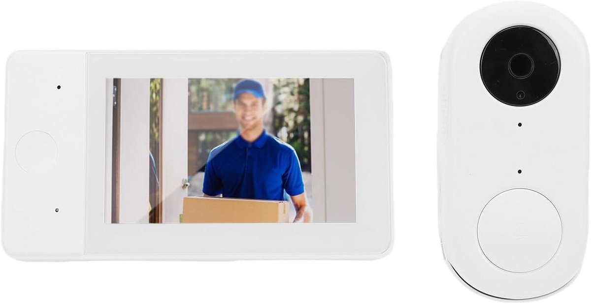Draadloze Deurbelcamera - Videodeurbel met Scherm - Huisbeveiliging - Geen WiFi Nodig - 43 Inch Scherm - Zwart