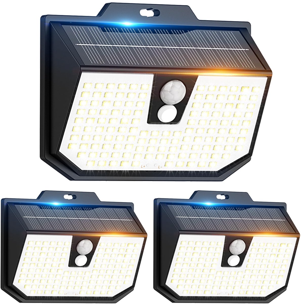 SnelShoppen - Zonnelamp voor Buiten met Bewegingsmelder, 3 Modi, Waterdichte LED Buitenverlichting, Zonne-energie, IP65, Koud Wit 6000K, Perfect voor