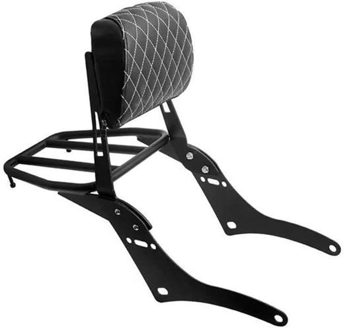 Motorfiets Rugleuning - Passagierskussen Sissybar - Bagage Vervoeren - Met Bagagedrager - 3 kg - Zwart