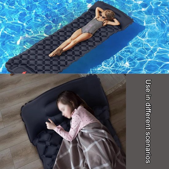 Slaapmat zelfopblazend - Kampeercomfort - Buiten slapen - Ingebouwde voetpomp - One Size - Groen — afbeelding 4