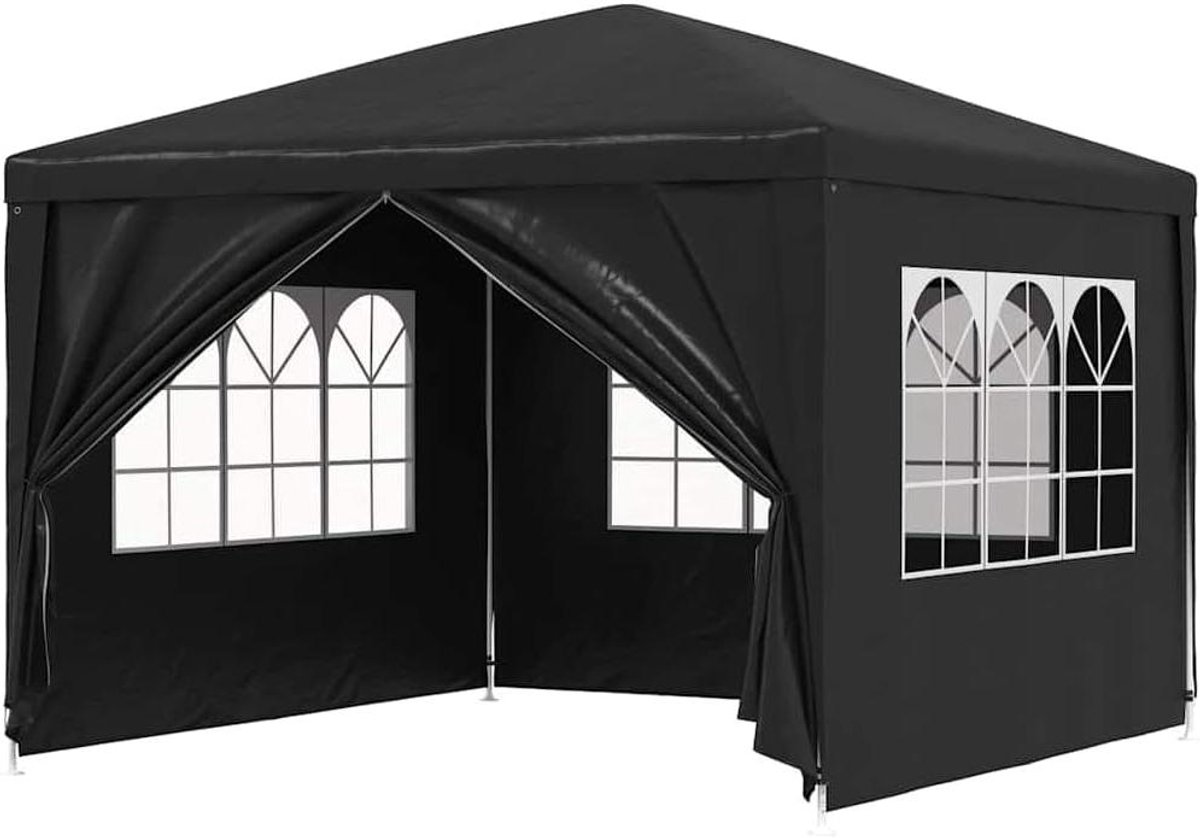 Partytent met Ramen - Tuinpaviljoen Feesttent - Outdoor Bijeenkomsten - Flexibele Zijwanden - 255 x 1 x 1 cm - Antraciet