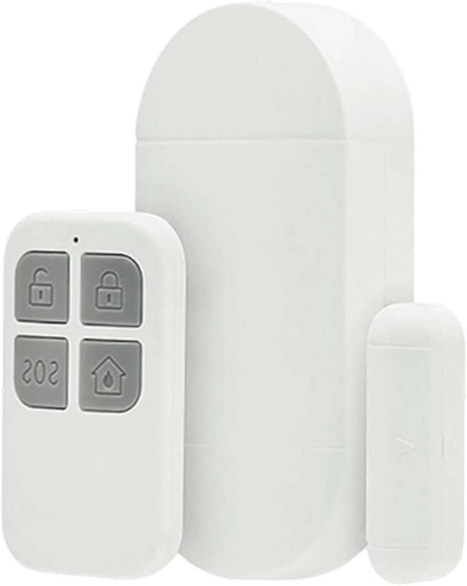 Deur Alarm - Inbraakalarm Raammelder - Woning Beveiligen - Eenvoudige Installatie - 1 Host 2 Afstandsbedieningen - Wit