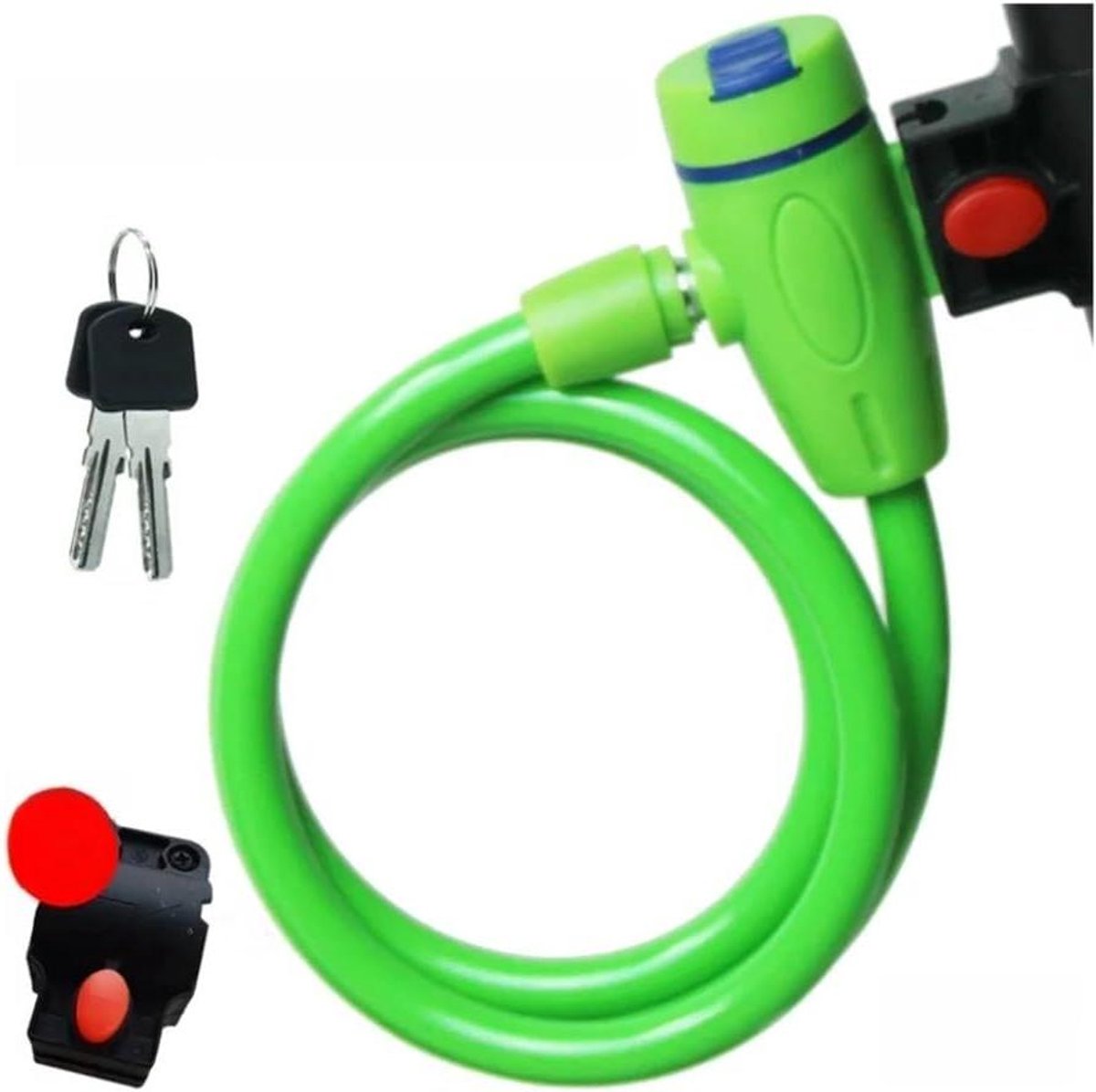 Fiets ringslot - Antidiefstalslot fietsslot - Fiets beveiligen - Stalen kabel - 10 mm - Groen