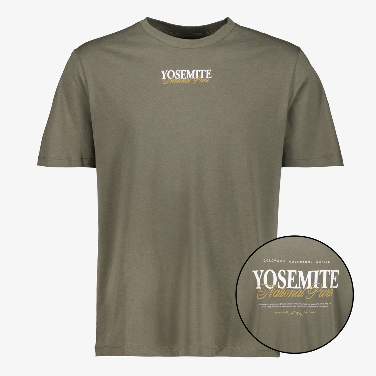 JJ Rebel heren T-shirt met backprint groen - Maat S
