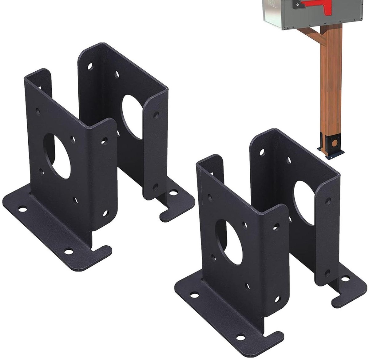 Verstelbare Paalbasis - Paalhouder Steun - Pergola Stabiliseren - Verstelbare Zijde - 9x9 cm Hout - Zwart