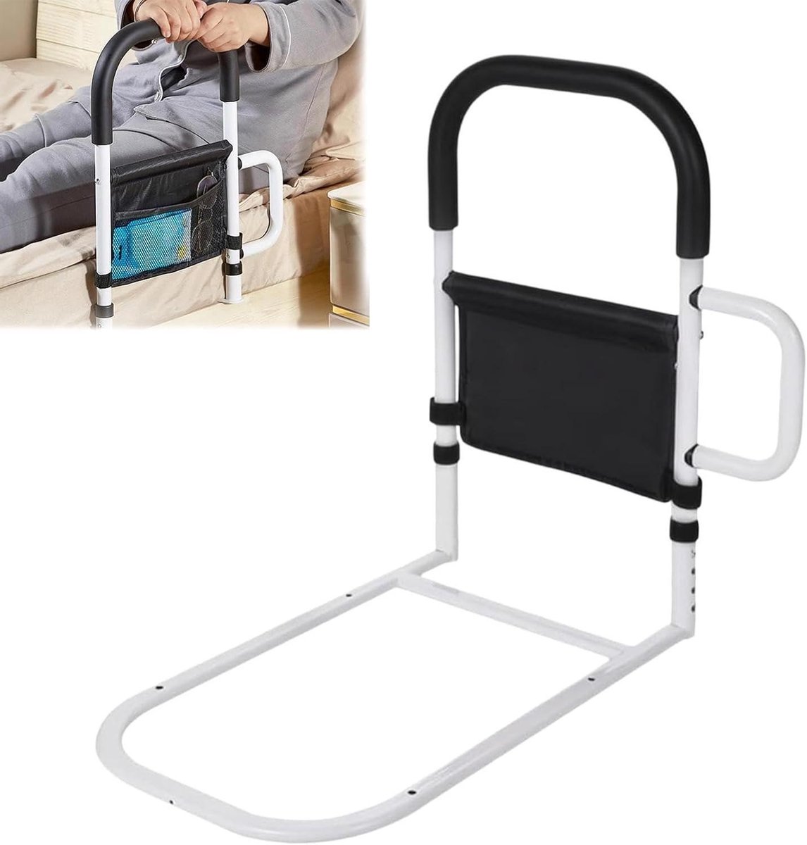 Bedrail Senioren - Ondersteuningshandvat Bed - Veilig Opstaan - Antislip Grip - 32 cm - Grijs