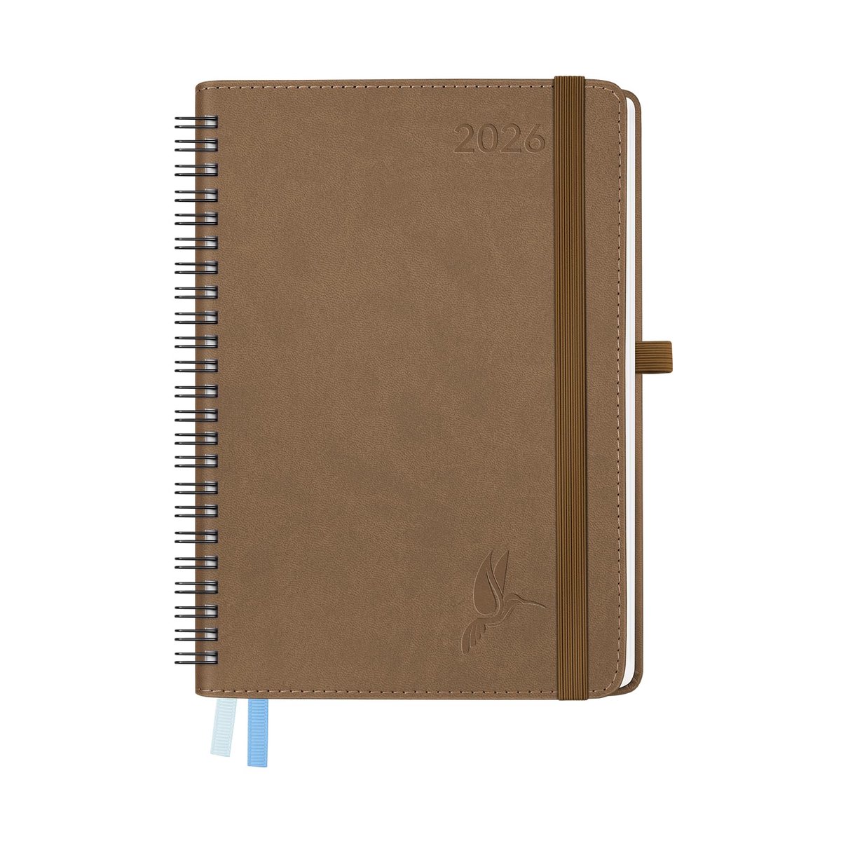 SnelShoppen - Kalender 2026 Weekplanner A5 Bruin, Ringband met Zachte Kaft, 12 Maanden Agenda, 1 Week op 2 Pagina's, Ideaal voor Organisatie en Planni