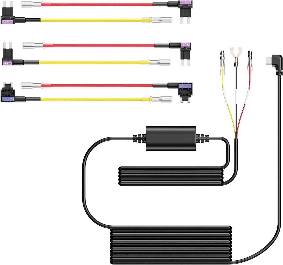 Dashcam Hardwire Kit - Stroomkabel Set - Auto Beveiligen - Type C Aansluiting - 17 cm - Zwart