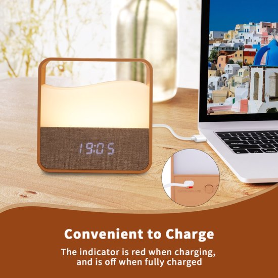 Dimbare Digitale Bedwekker met Nachtlampje - Stille Bureauklok LED-display, USB-C oplaadbaar, Dubbel alarm, Snooze-functie, 3 volumeniveaus, voor slaapkamer en reizen, Energieklasse A — afbeelding 2