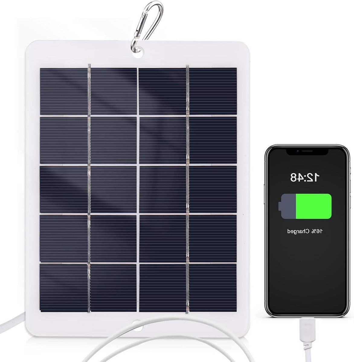 Zonnelader - Draagbare oplader - Energie opwekken - Waterdicht ontwerp - 3W vermogen - Zwart