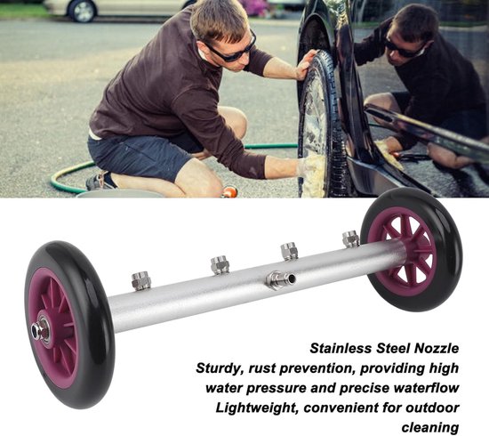 Onderstelreiniger - Waterbezem Hogedruk - Voertuigen Reinigen - 4000 PSI Kracht - 16 inch - Paars-zwart — afbeelding 4
