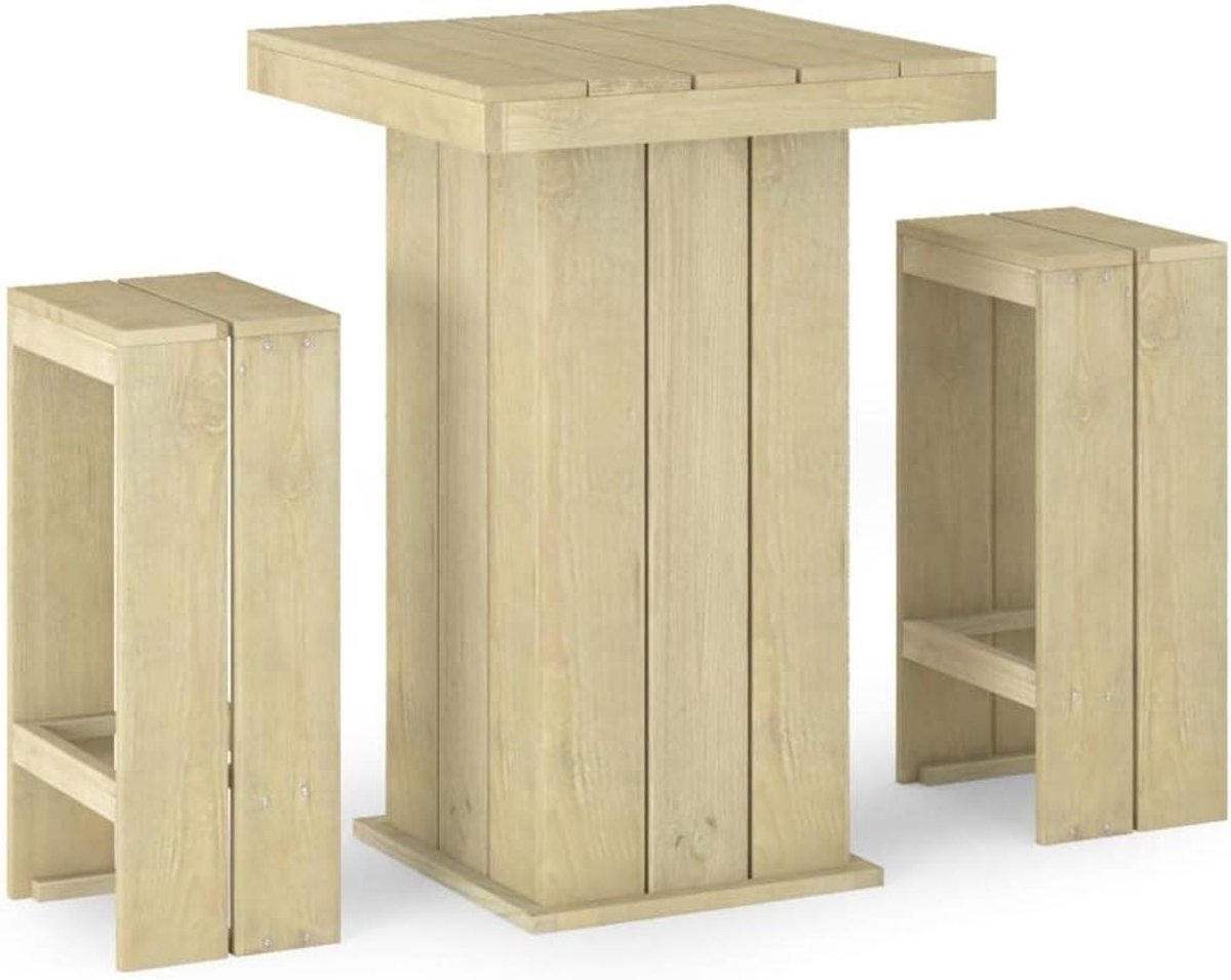 Tuinbarset Grenenhout - Buitenbar Set - Ontspannen Buiten - Groen Geïmpregneerd - 75 cm x 75 cm x 110 cm