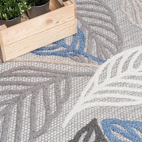 Balkon Tapijt - Buitenkleed Terras - Buiten Leven - Weerbestendig UV-bestendig - 160x230cm - Grijs Blauw — afbeelding 3