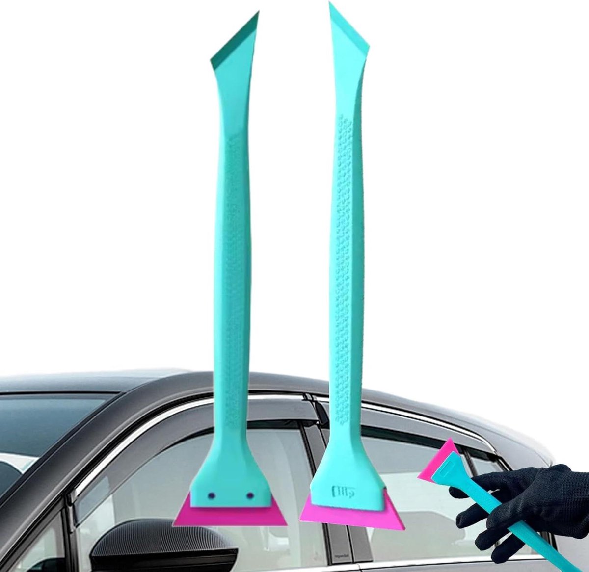 Raamtrekker Schraper - Raamwisser Folie - Ramen Reinigen - Ergonomische Antislip Handgreep - 2 stuks - Blauw