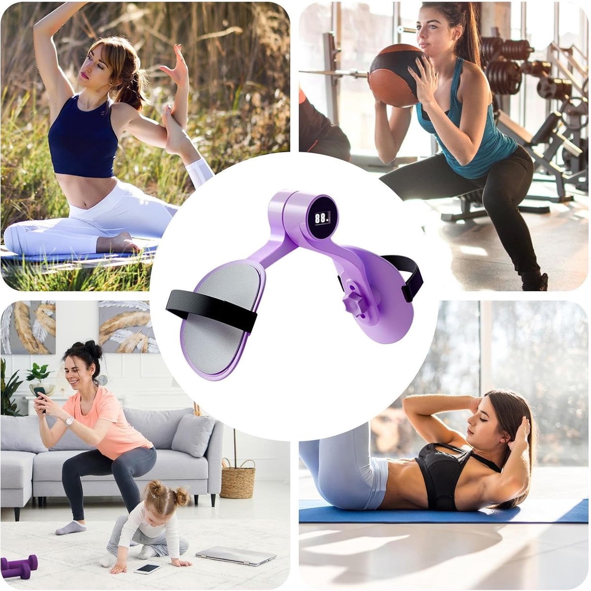Binnenbeen Trainer - Bekkenbodem Versterker - Core Training - Real-time Monitoring - 25 x 14 x 8 cm - Paars