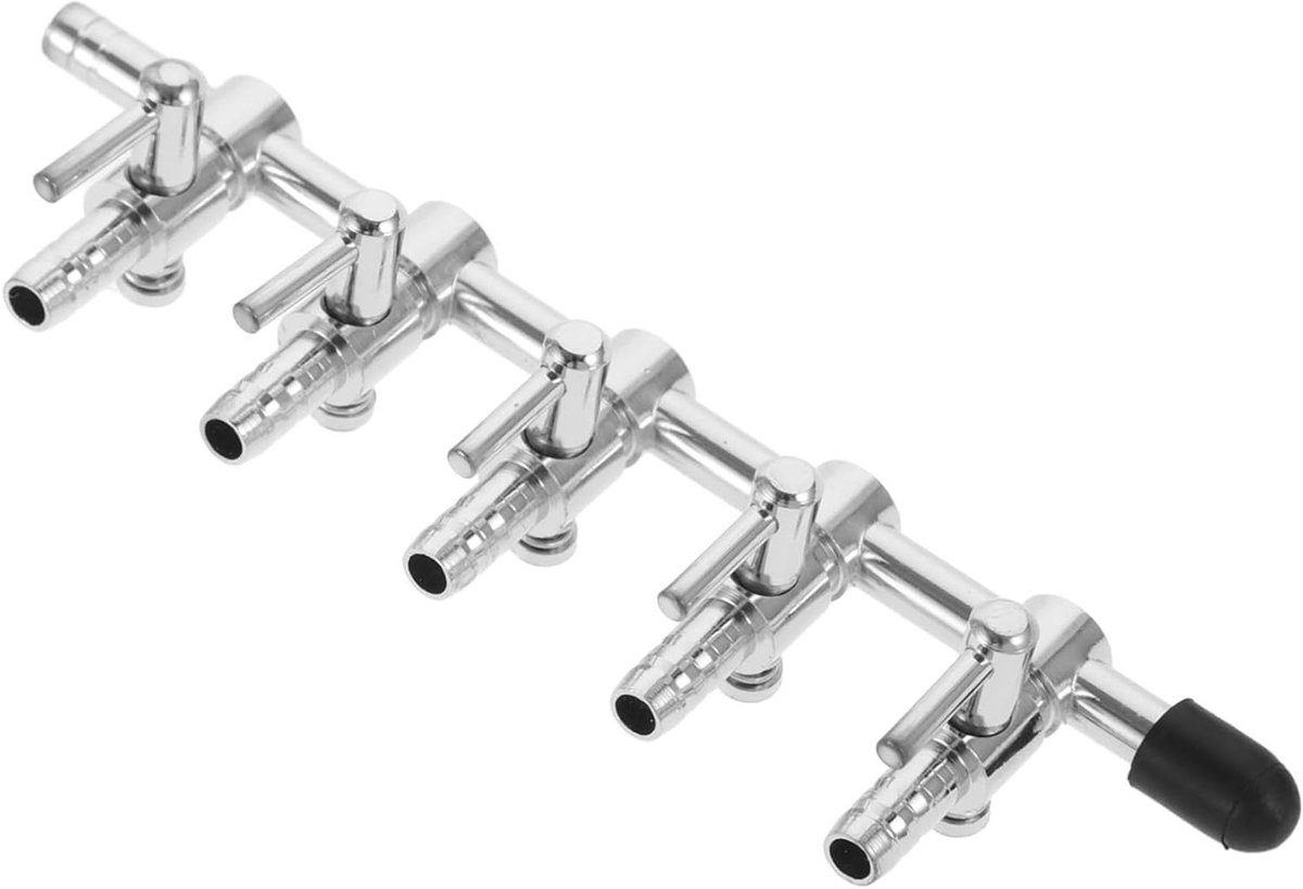 Aquarium Luchtpomp Klep - Luchtstroomverdeler Aquarium - Aquarium Onderhouden - Verchroomd Koper - 11.2 cm - Zilver