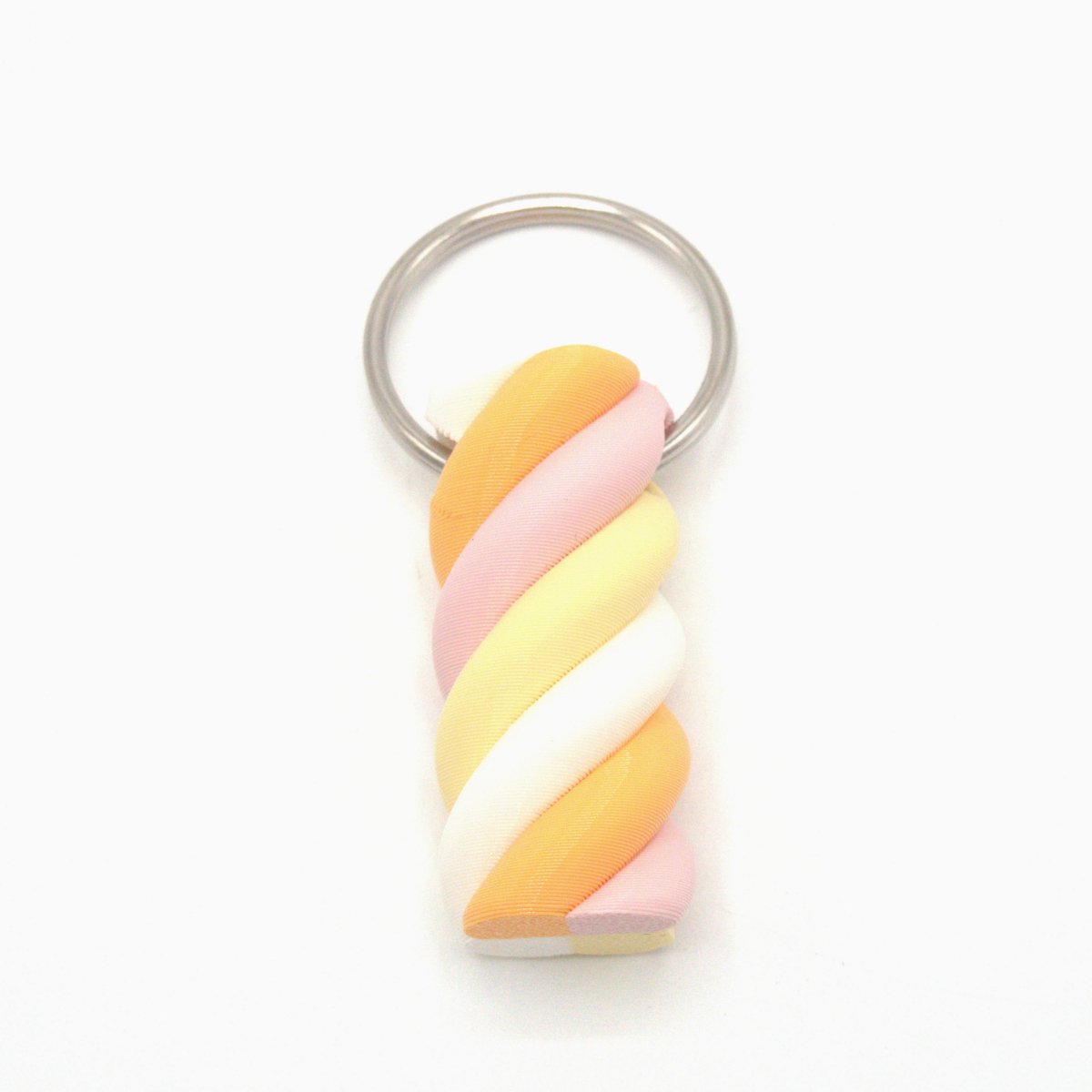 Spekje Twist - Sleutelhanger - 4 kleuren - Roze- Geel - Oranje - Wit - Oud-Hollands - Spekje - Dutch Design - 3D Geprint - Bagcharm - Tashanger - Snoepje - Tas - Hanger - Geschenk - Cadeau - juffen cadeau