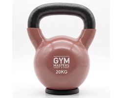 Gym Masters - kettlebell 20 KG met rubberen voet (extra vloer- & teenbescherming) - PREMIUM - Vinyl kettlebel - krachttraining - fitness gewichten - kettlebell 20kg - gewichten 20 kg - home gym - kettlebells - gietijzer - gym equipment