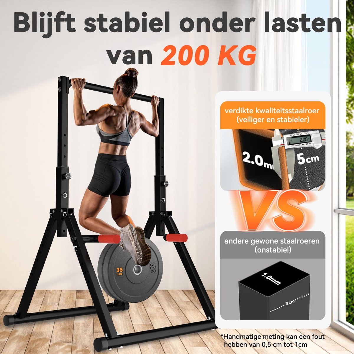 SnelShoppen - Opvouwbare Power Tower Dip Station - Inklapbaar Multifunctioneel Pull-Up Station - Thuisgym Krachttrainingsapparaat - Staand Fitness Tor