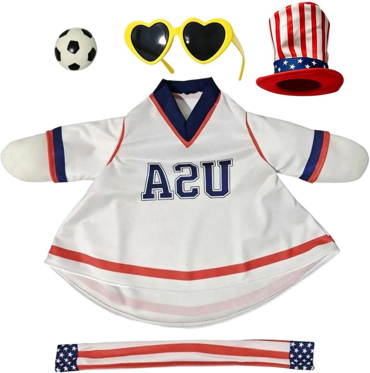 Ganzenkleding Voetbal - Gans Kostuum Set - Tuindecoratie - Met Sjaal en Bal - 7 x 14 x 7 cm