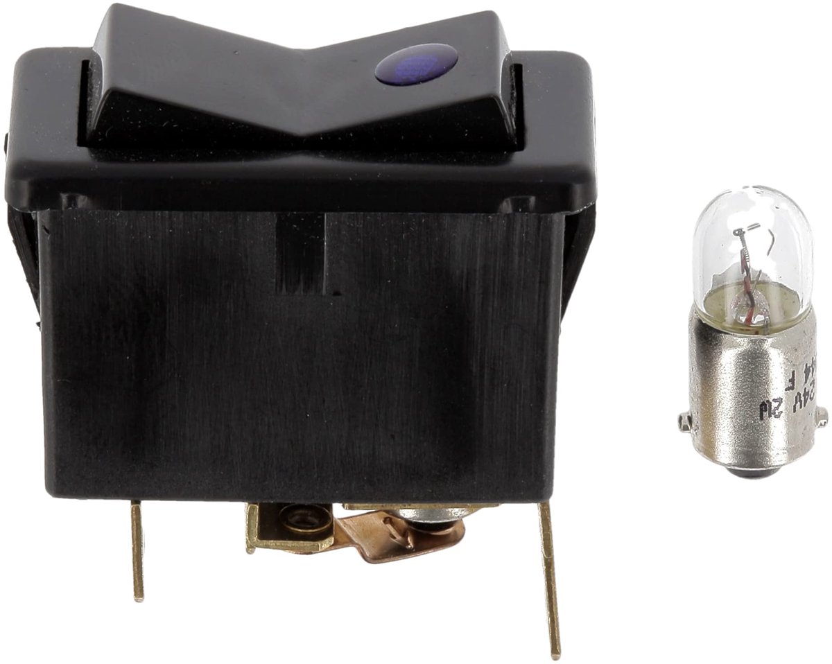 SnelShoppen - Tuimelschakelaar met Controlelampje Blauw, 3-polig, 12/24 V, 6 A, 18,3 x 36,3 mm, Duurzaam voor Auto en Industrie
