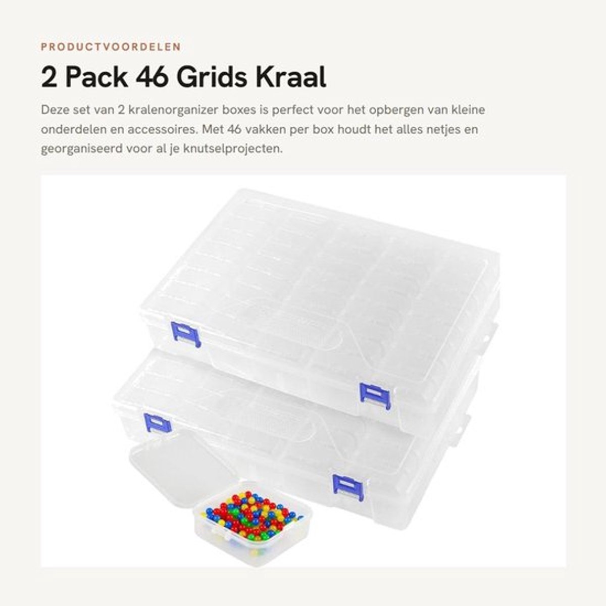 Opbergbox - 2 Pack - Scharnierend Deksel - 46 Vakken - Transparant - Ideaal voor Sieraden en Knutselbenodigdheden - Opbergdoos
