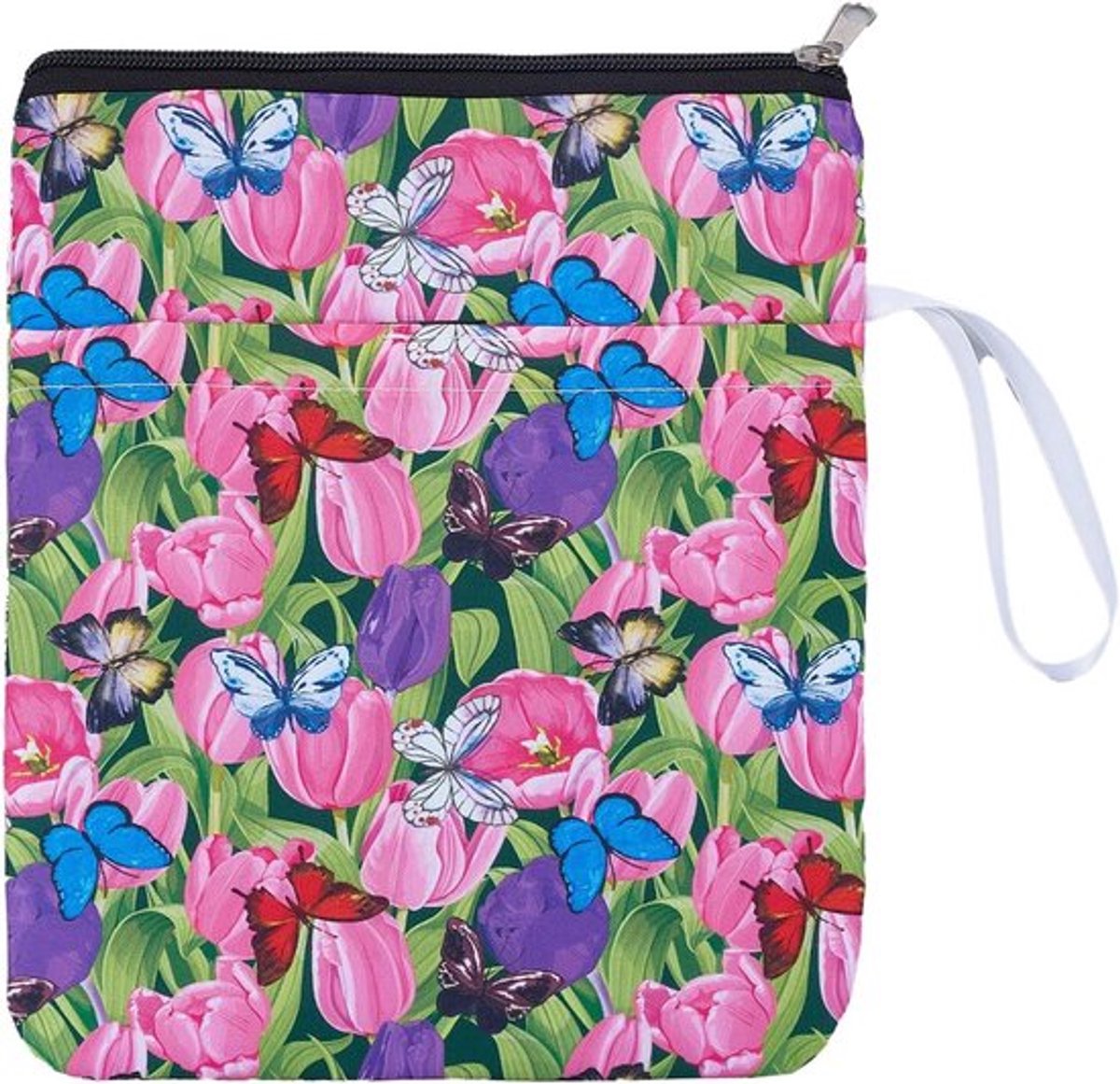 Waterdichte boekhoes met ritssluiting en vlinderprint - Boekenliefhebbers - Bloemenprint