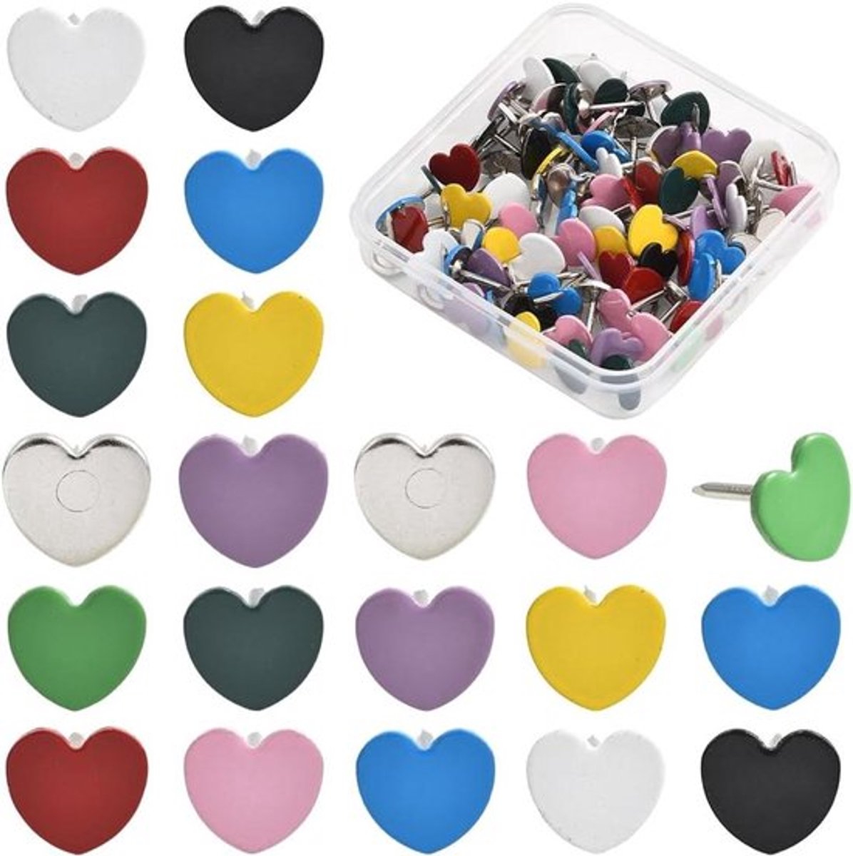 - Hartvormige Duimspijkers - Decoratieve Pins - Kleurrijk - Ijzer - Kaart Indicator - Decoratieve Punaise - DIY Foto Functie - Muur Kurk Board - Whiteboards - Geschikt voor - Memo's - 100 stuks - Kleurrijk - Leuk - Locatie Pin - Kleurrijk