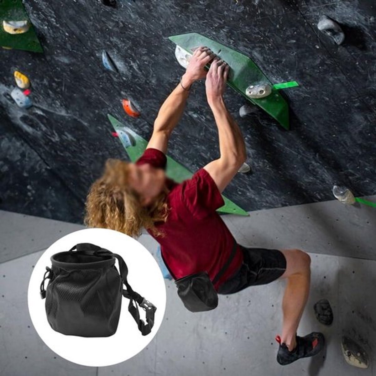 Magnesiet tas - Buitengebruik - Zwart - Organiseren - Talk - Poeder - Klimmen - Gymnastiek - Gewichtheffen - Geschikt voor alle sportactiviteiten - Zwart model