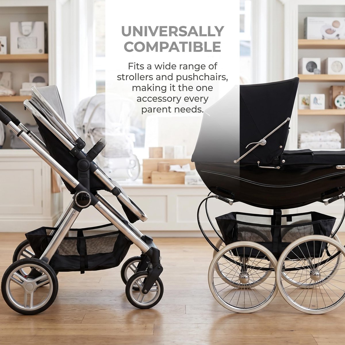 SnelShoppen - Universele Wandelwagen Opbergmand - Herbruikbare Onder Kinderwagen Organizer Tas - Praktische Bodem Opslag Pouch voor Winkelen - Ideaal