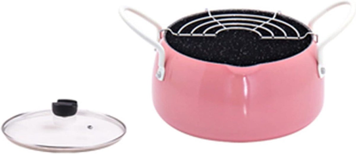 Frituurpan - Keukenpan Pot - Thuis Frituren - Grote Capaciteit - 16x8 cm - Roze