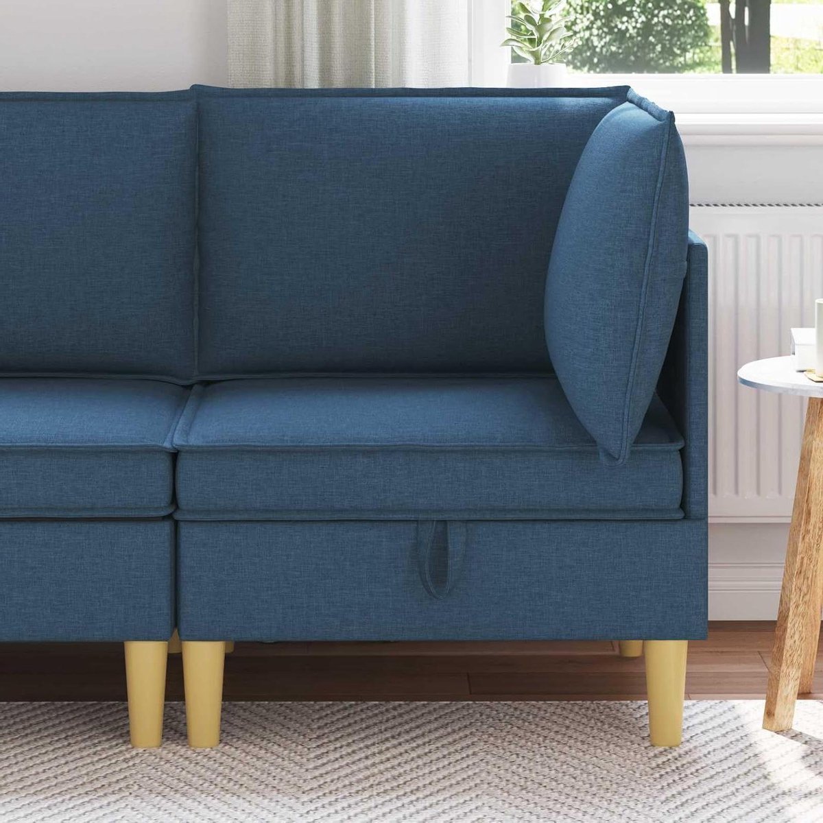 Opbergpoef - Kruk met opbergruimte - Woonkamer organiseren - Verborgen opbergvak - 10 x 10 x 10 mm - Blauw