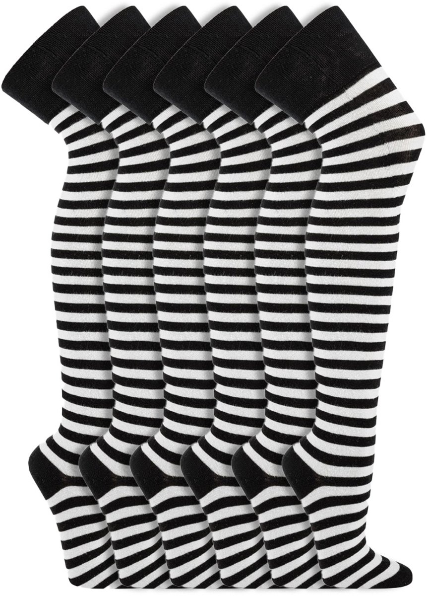 6 Paar - Dames Kniekousen - Katoen - Socks4fun - Zwart