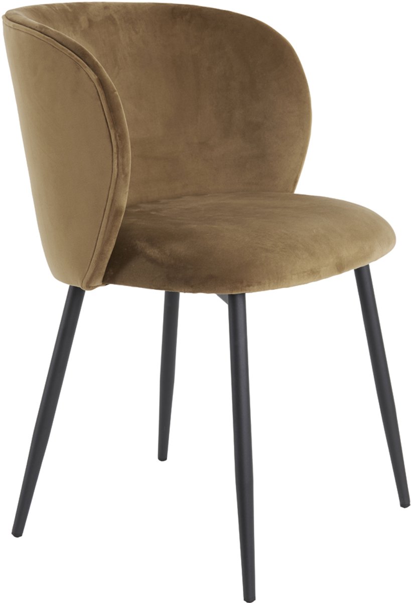 Light & Living Light&living Eetkamerstoel 56x55x79 cm ELYNA velvet bruin-mat zwart - set van 2