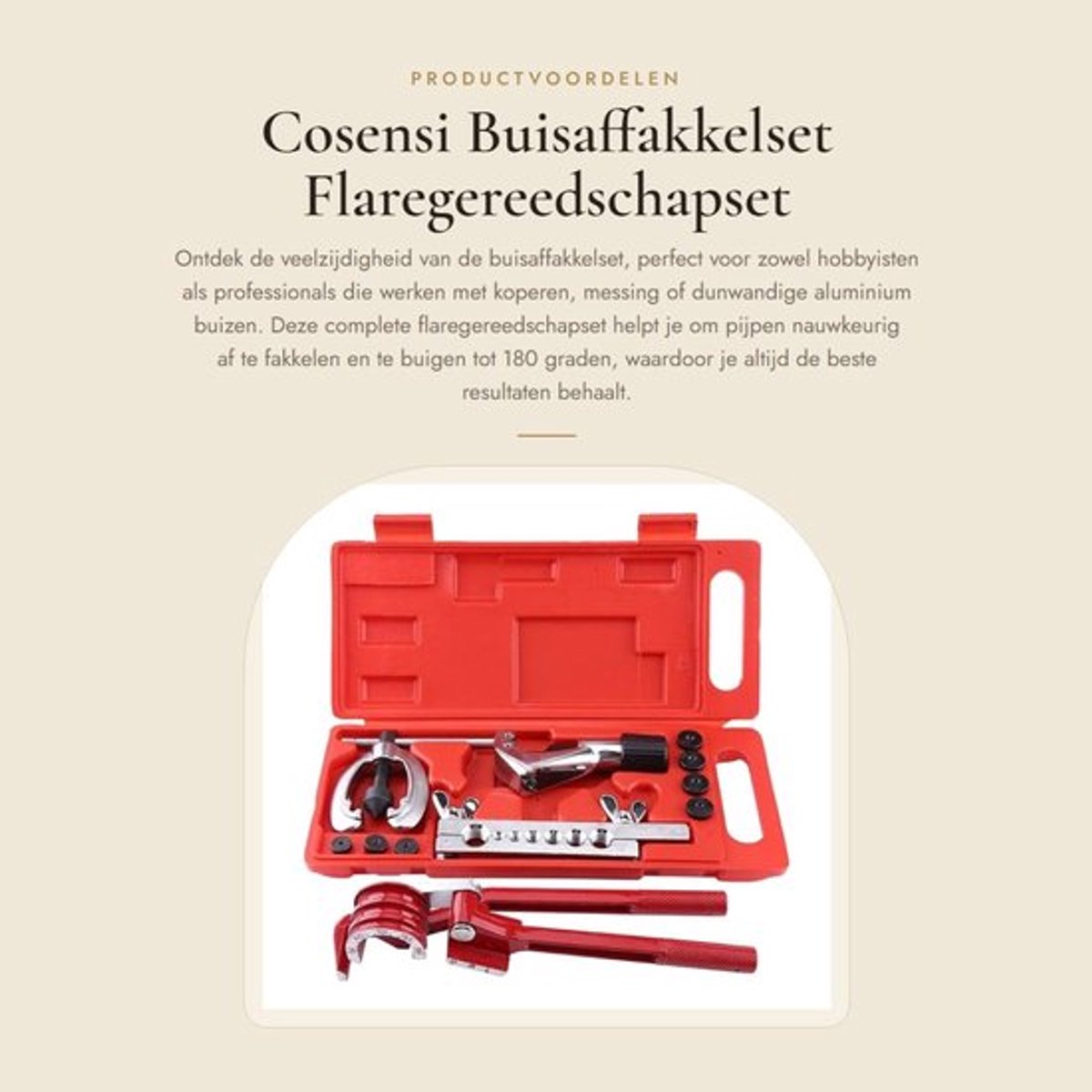 Buisaffakkelset - Compleet Gereedschap - Pijpaffakkelen - Buiggereedschap - Pijpsnijder - 7 Dubbele Flare-Matrijzen - Affakkelgereedschap