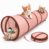 Opvouwbare Kattentunnel - Kattenspeeltunnel Incl. Speelbal - Multifunctionele Speeltunnel Kat - Lichtgewicht Tunnel Kat - Katten Speelgoed - Kattenspeeltjes - Kat Tunnel - Kitten Speelgoed - Kruiptunnel Kat - Huisdier Spelletjes - Beige - Pet Ville