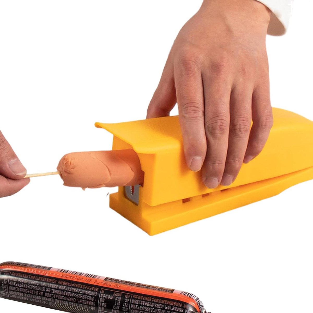 Worstsnijder - Handmatige hakmolen - Snel Worst Snijden - Compact Draagbaar Ontwerp - 26 x 7 x 7 cm - Geel