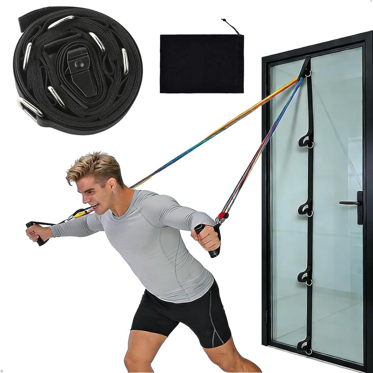 Deur Anker - Band Anker - Thuis Trainen - 5 Verstelbare Posities - 510 cm - Zwart