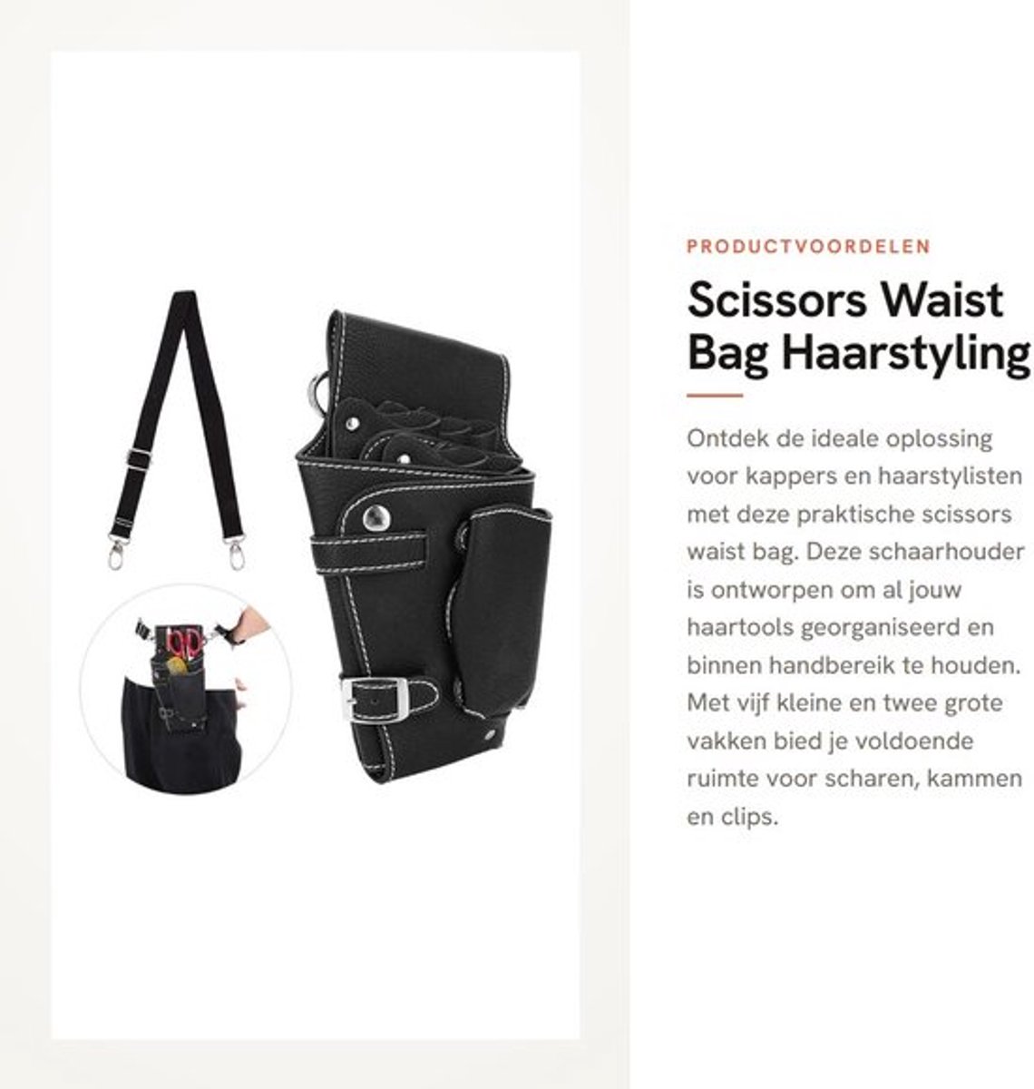 Heuptas Dubbellaags Ontwerp - Kappersschaar Houder - Professionele Salon Tas - Waterdicht PU-leer - Grote Capaciteit - Verwijderbare Riemen - Kappersschaarzak