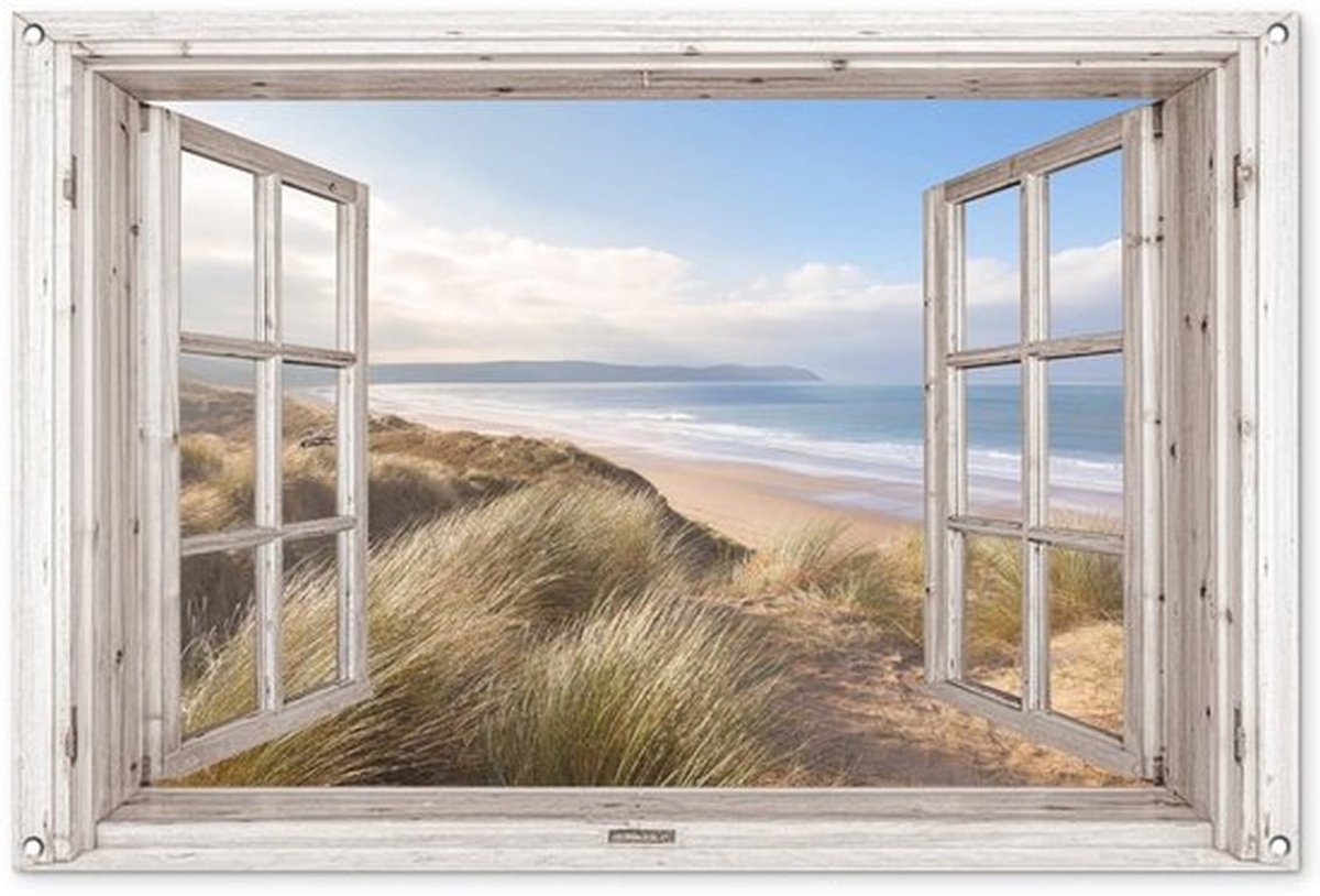 Tuinposter 120x80 cm - Buitenschilderij - Tuinposters voor buiten - Tuinposter doorkijk - Tuinposter strand - UV-werende inkt - Buitenposter