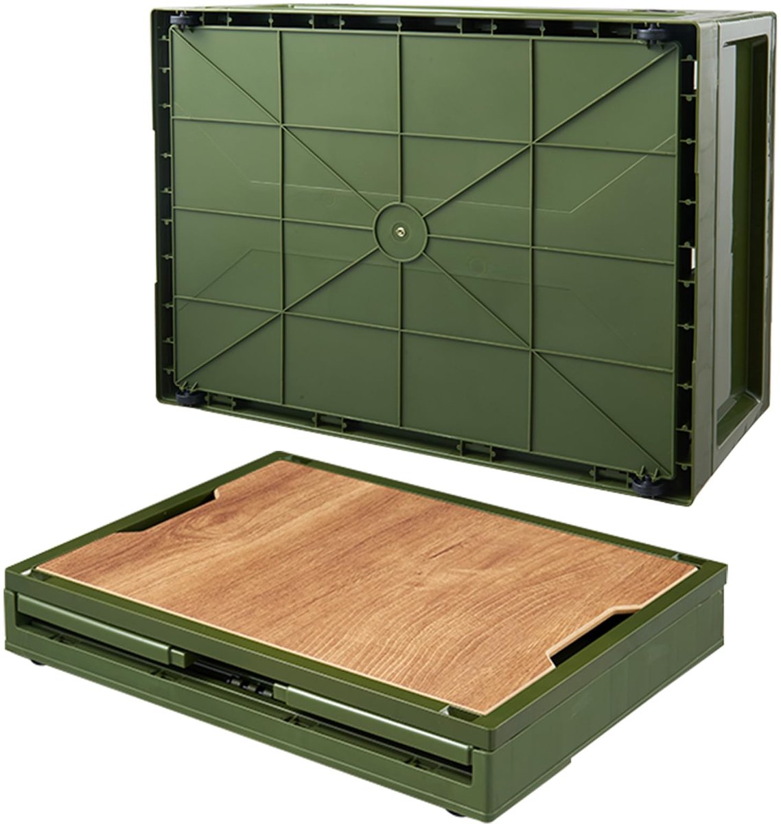 SnelShoppen - Campingbox 2 × 38L Stapelbare Opbergboxen - Kunststof Opbergdoos Groen voor Camping, Tuin, Keuken en Meer