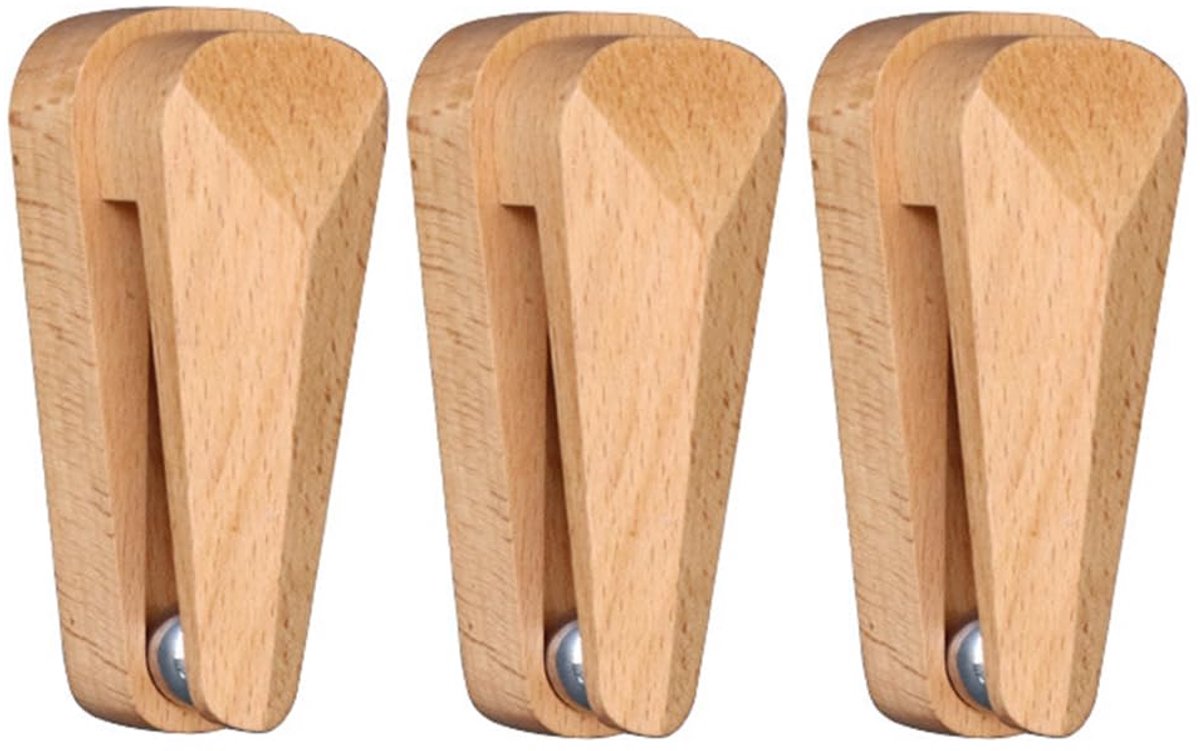 Dailygoods- Handdoekhouder Zelfklevend - Beukenhout - Multifunctioneel - Wandhouder - Zwaartekracht Klem - 4 Stuks - Stabiel en Stevig - Handdoekclips