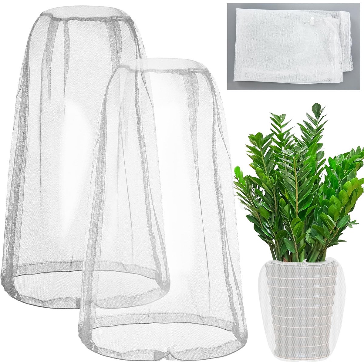Dailygoods- Insectengaas Fijnmazig - 2 Stuks 46 x 46 cm - Plantenbedekking - Tuinbescherming - Polyester - Ademend Materiaal - Plantenbeschermingsnet