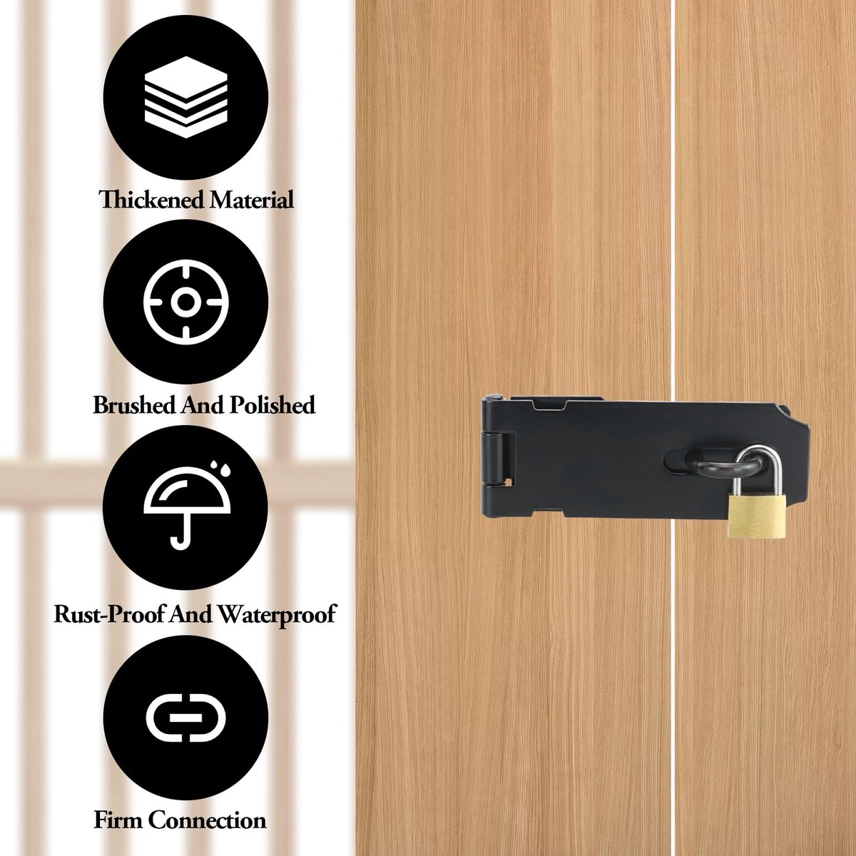 Dailygoods - 2 sets hangslot hasp, roestvrij stalen veiligheidsgrendel, 10 cm, met schroeven